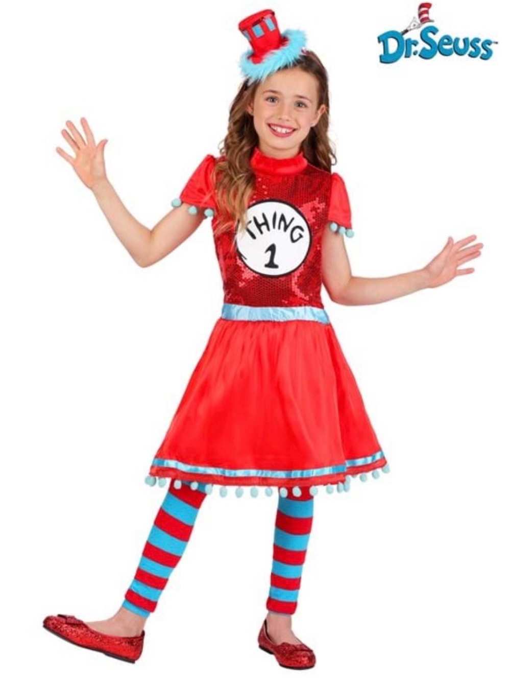 Dr. Seuss Thing 2 Costume Girl Dress- Cat in The Hat Size 8-10